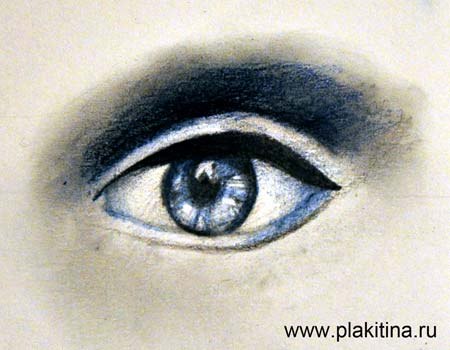 Рисуем женский глаз цветными карандашами - шаг 4