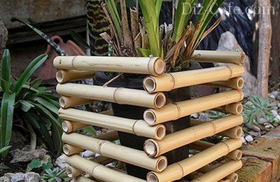 Декоративные кашпо из бамбука