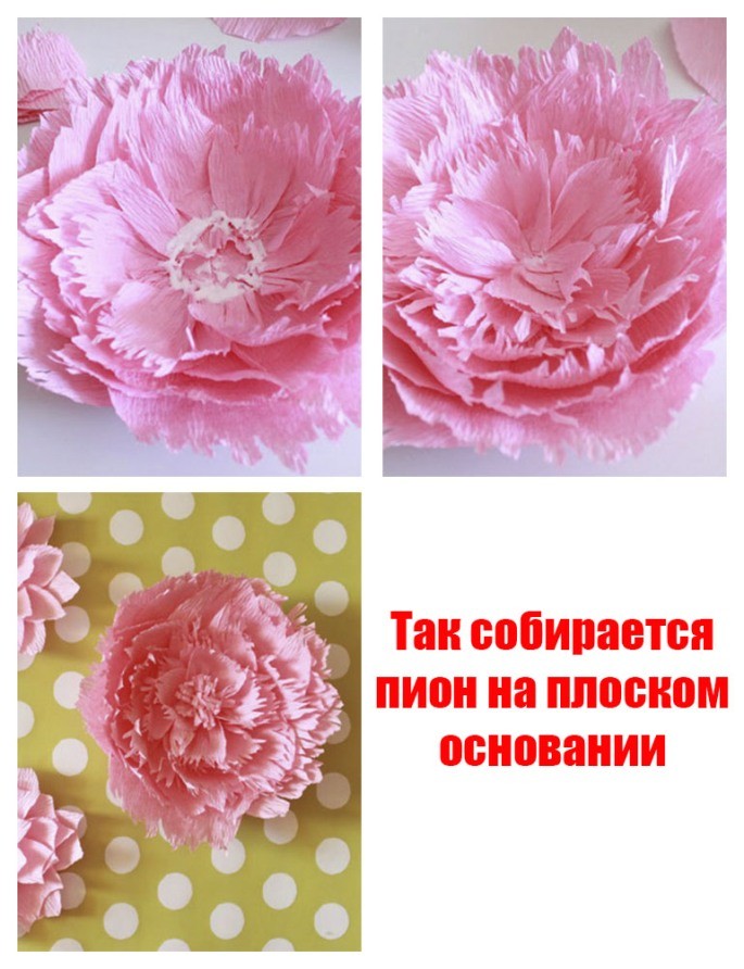 сборка цветка из гофробумаги