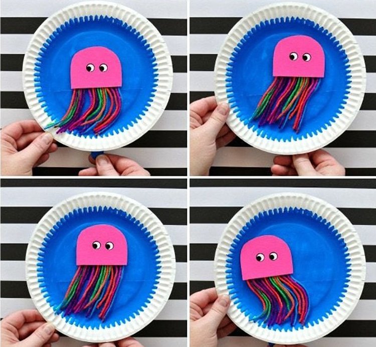 Медуза из бумажной тарелки своими руками