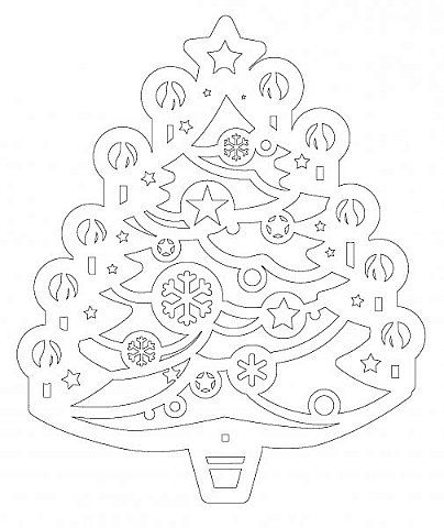 шаблон новогодней елки для окна для вырезания из бумаги 4