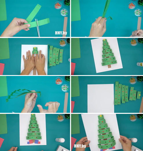 новогодние поделки своими руками из цветной бумаги для детей 7