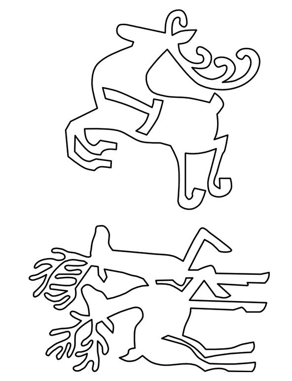 Бумажные трафареты фигур оленей для вырезания, пример 6